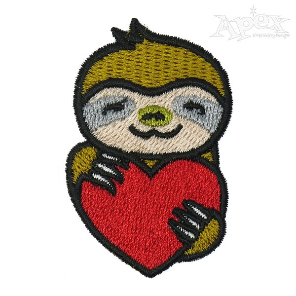 Valentine Heart Sloth Embroidery Design