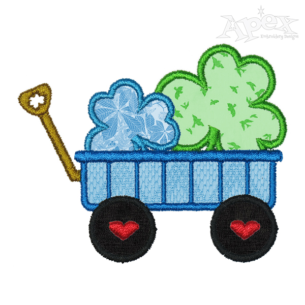 St. Patrick's Day Shamrock Wagon Applique Embroidery Design