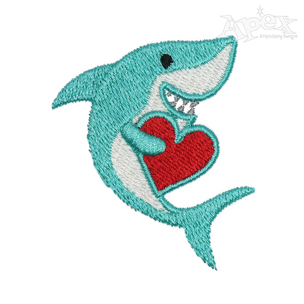 Valentine Shark Embroidery Design