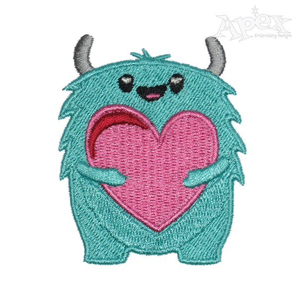 Valentine Heart Monster Embroidery Design