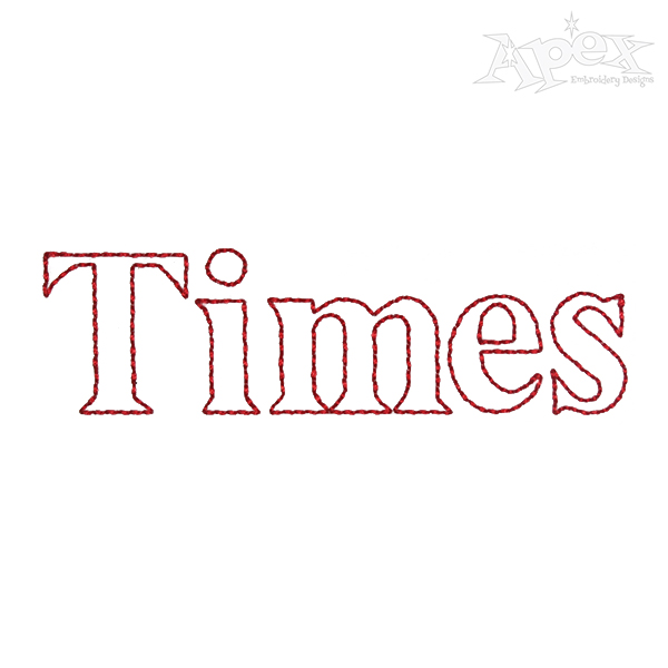 Times Running Stitch Embroidery Font