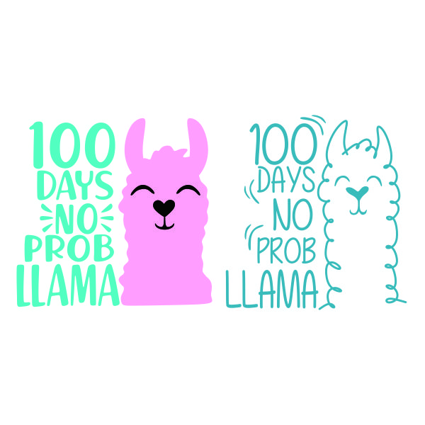 100 Days No Prob Llama SVG Cuttable Design