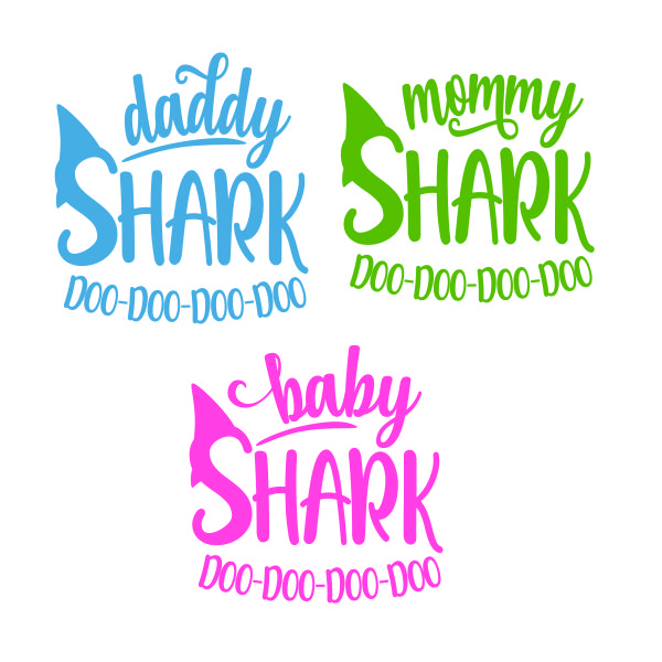 Family Daddy Mommy Baby Shark SVG Cuttable Design