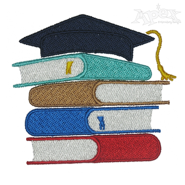 Graduation Pile of Books Embroidery Design
