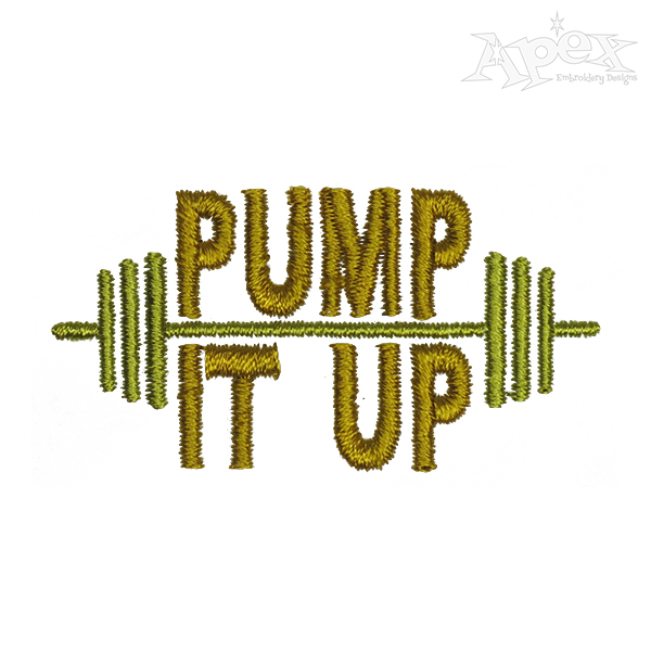 Pump It Up Weightlifting Embroidery Design