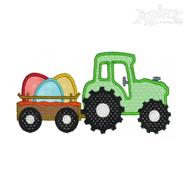 Easter Eggs Tractor Wagon Applique Embroidery Designs