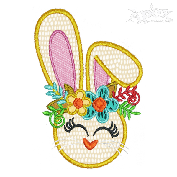 Floral Bunny Applique Embroidery Design