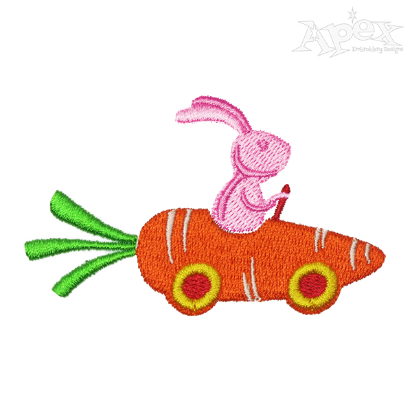 Bunny Carrot Car Embroidery Design