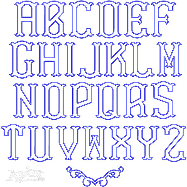Dimple Applique Large Embroidery Font