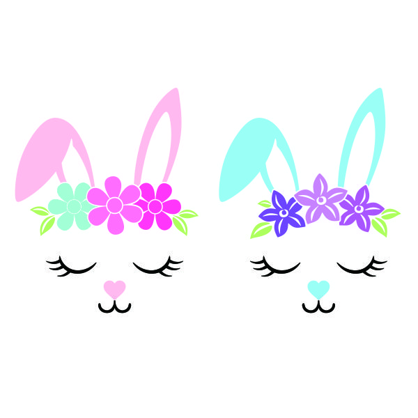Cute Floral Bunny Face SVG Cuttable Design
