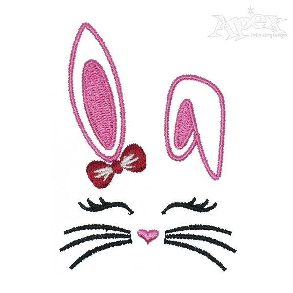 Cute Bunny Face Embroidery Design