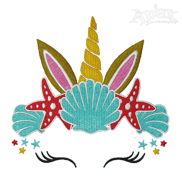 Seashell Unicorn Embroidery Design
