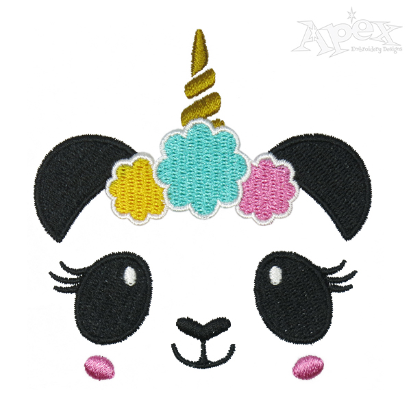 Pandicorn Panda Unicorn Embroidery Design