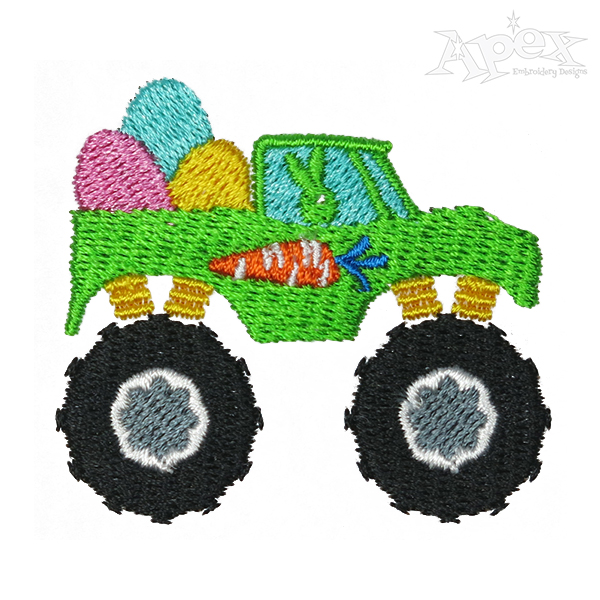Easter Eggs Monster Truck Embroidery Design