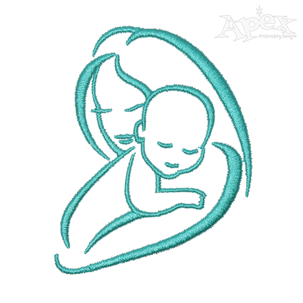 Mother and Baby Embroidery Design