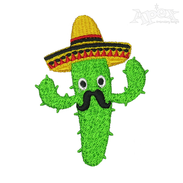 Fiesta Sombrero Cactus Embroidery Design