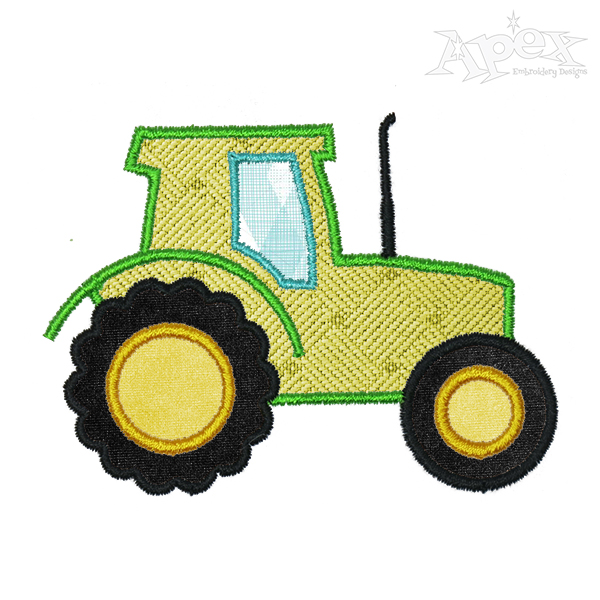 Farm Tractor Applique Embroidery Design