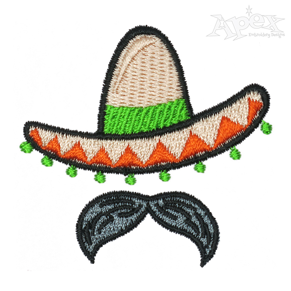 Mexican Sombrero Hat Embroidery Design