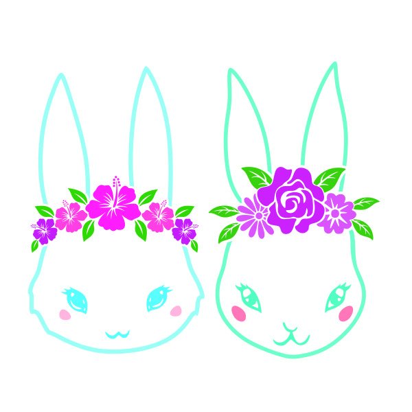 Floral Easter Bunny Face SVG Cuttable Design