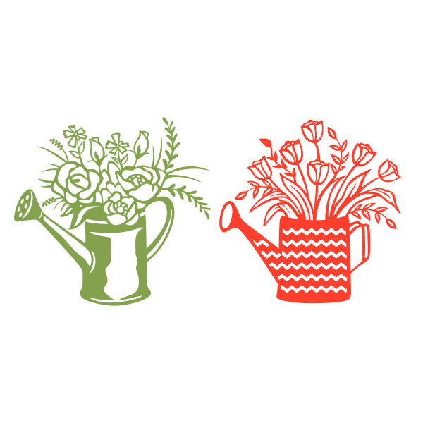 Floral Watering Water Can SVG Cuttable Design