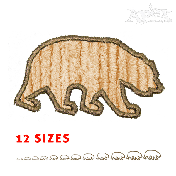 Bear Applique Embroidery Design