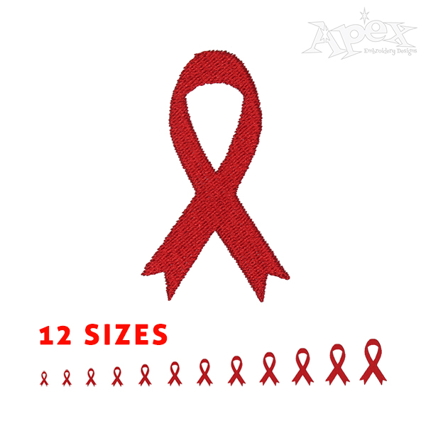 Cancer Awareness Ribbon Embroidery Design