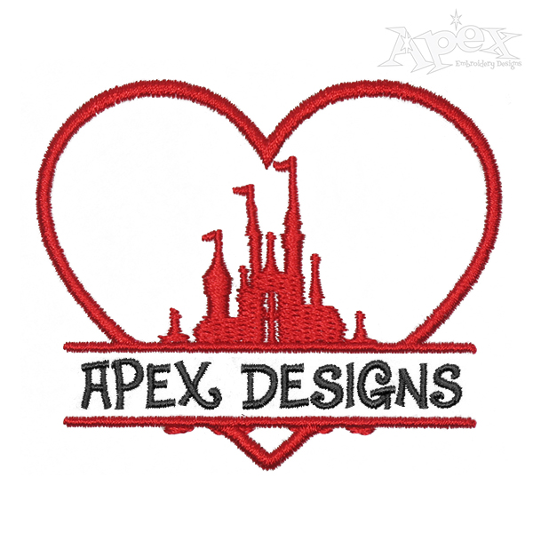 Castle Heart Split Frame Embroidery Design