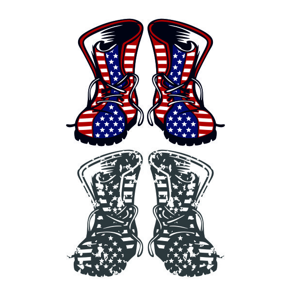 USA Flag Distressed Boots SVG Cuttable Design