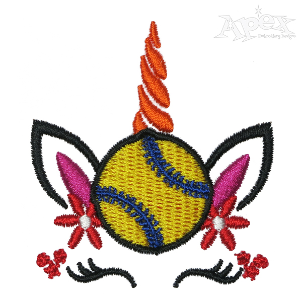 Baseball Softball Unicorn Embroidery Design