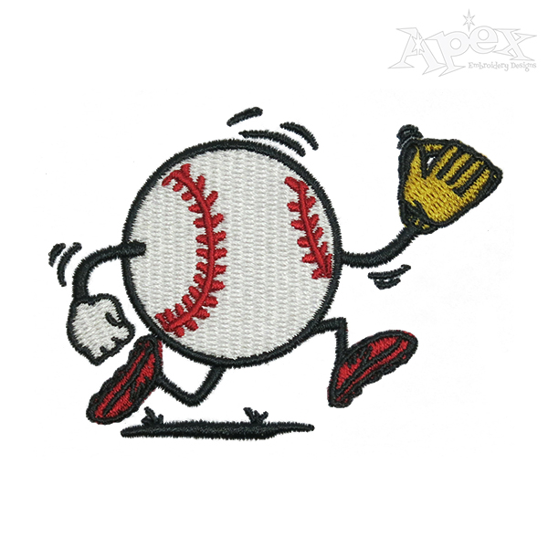 Running Baseball Embroidery Design