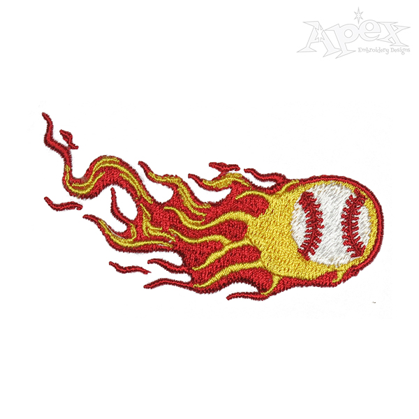 Baseball Flame Embroidery Design