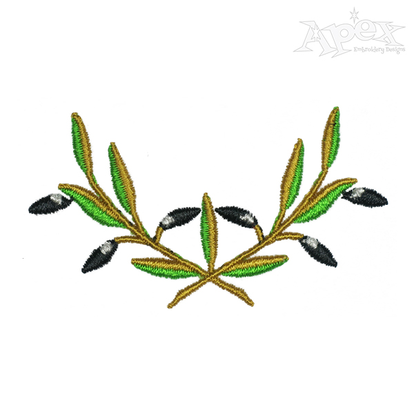 Olive Leaves Branch Embroidery Design