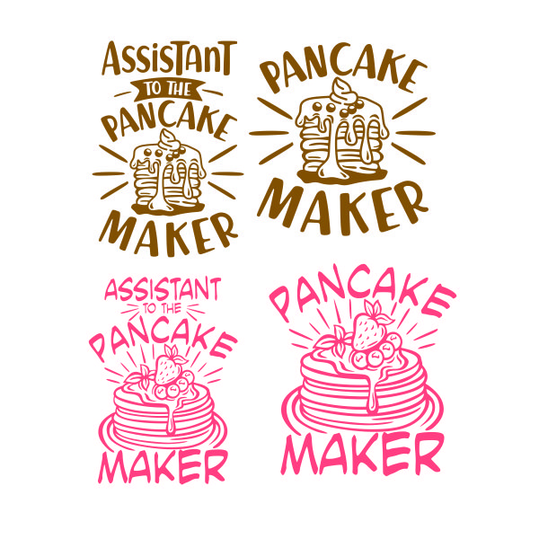 Assistant to Pancake Maker Kid and Mom / Dad Pack SVG Cuttable Design