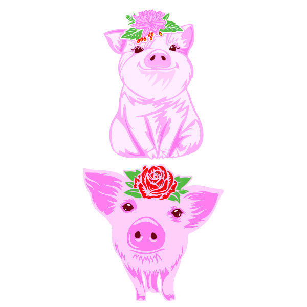 Flowers Pig SVG Cuttable Design