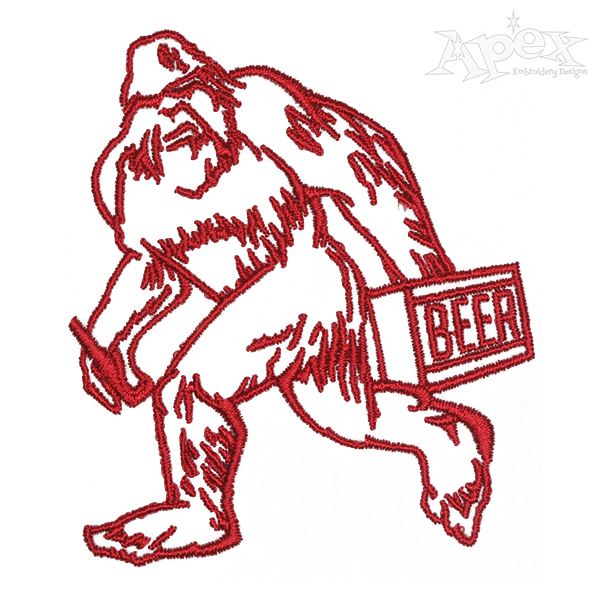 Bigfoot Sasquatch and Beer Embroidery Design