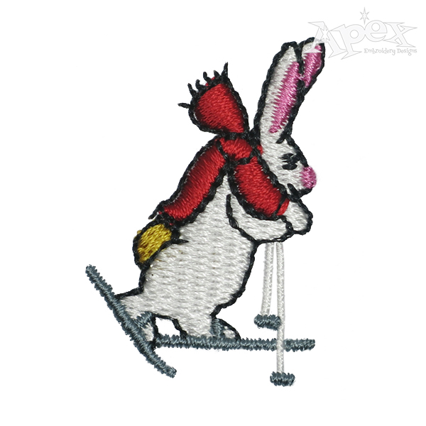 Skiing Rabbit Embroidery Design