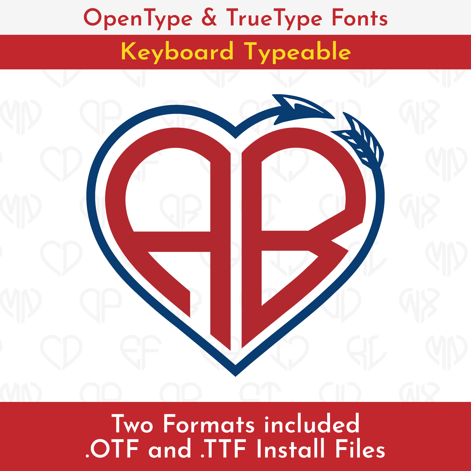 Bianca Heart Monogram TrueType Font