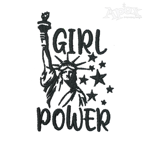Girl Power Statue of Liberty Embroidery Design