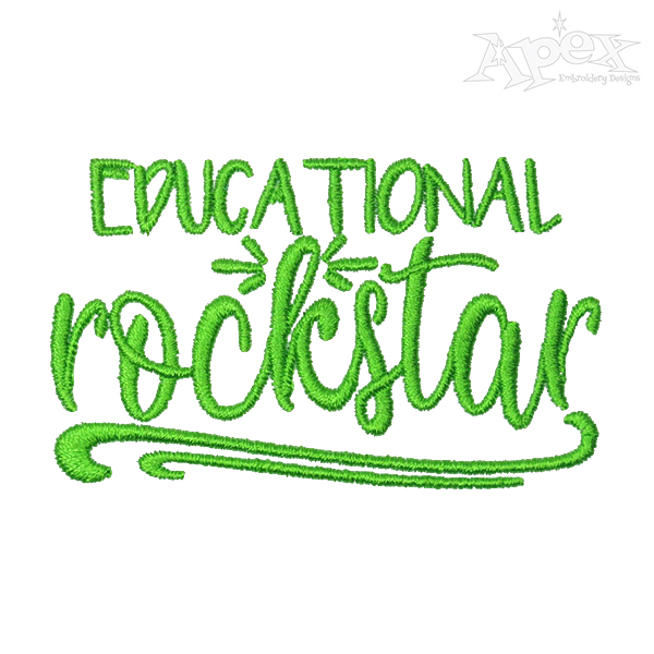Educational Rockstar Teacher Embroidery Design