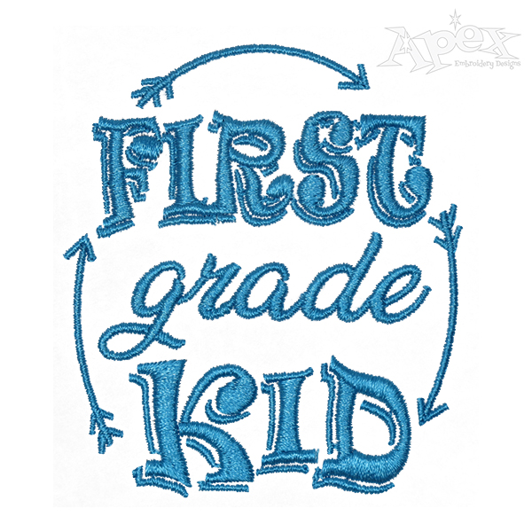 First Second Grade Kid Embroidery Design