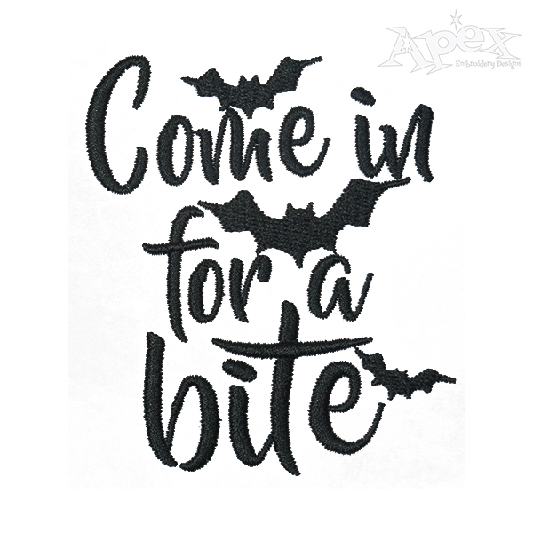 Come in for a Bite Bats Embroidery Design