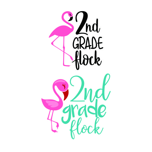 2nd Grade Flock Flamingo SVG Cuttable Design