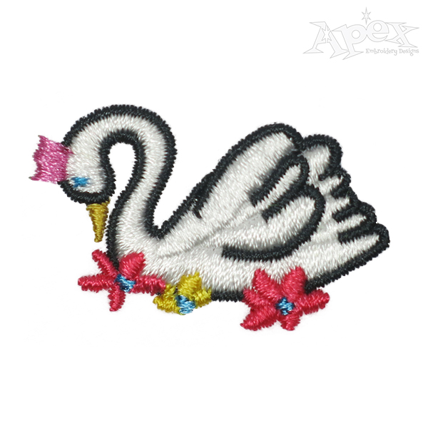 Flowers Swan Embroidery Design