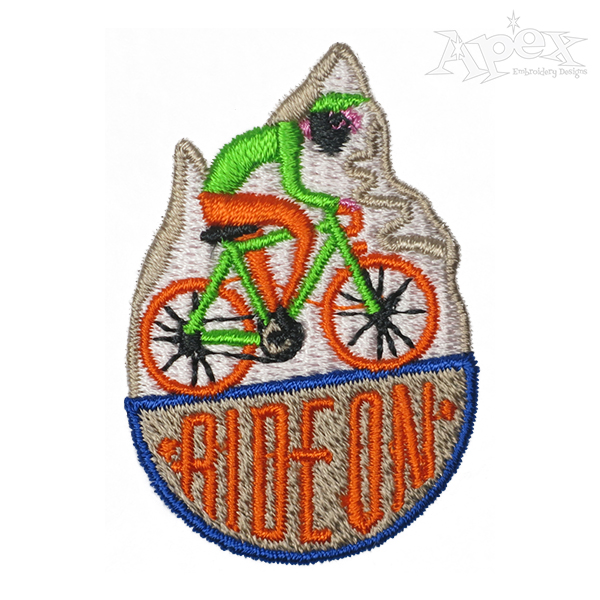 Ride On Cycling Embroidery Design