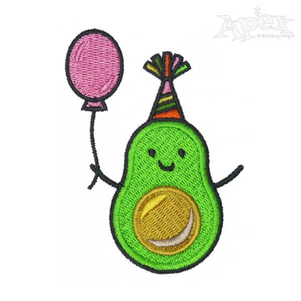 Avocado Birthday Party Embroidery Design