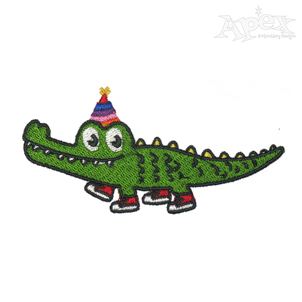 Birthday Crocodile Embroidery Design