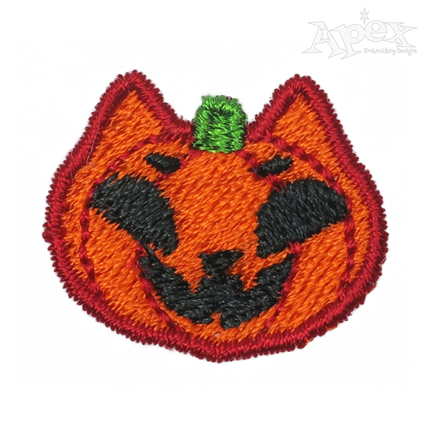 Pumpkin Cat Embroidery Design