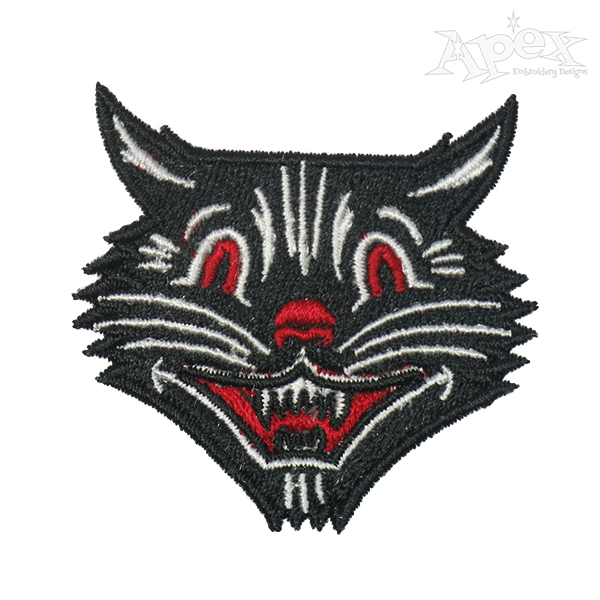 Halloween Scary Cat Face Embroidery Design