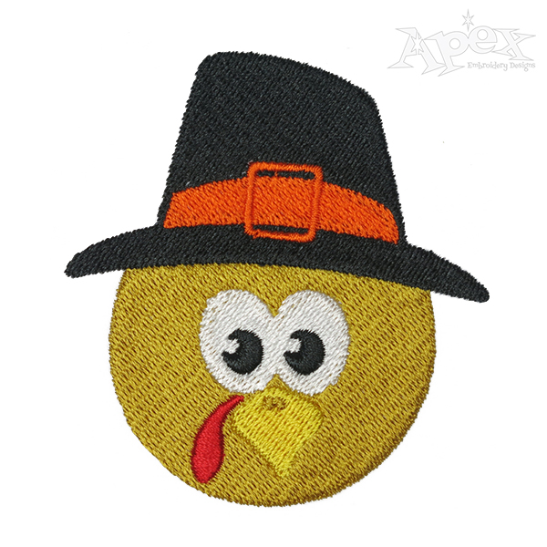 Cute Thanksgiving Pilgrim Turkey Embroidery Design