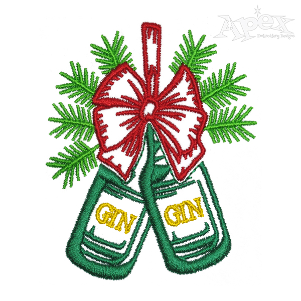 Christmas Wine Bottles Embroidery Design